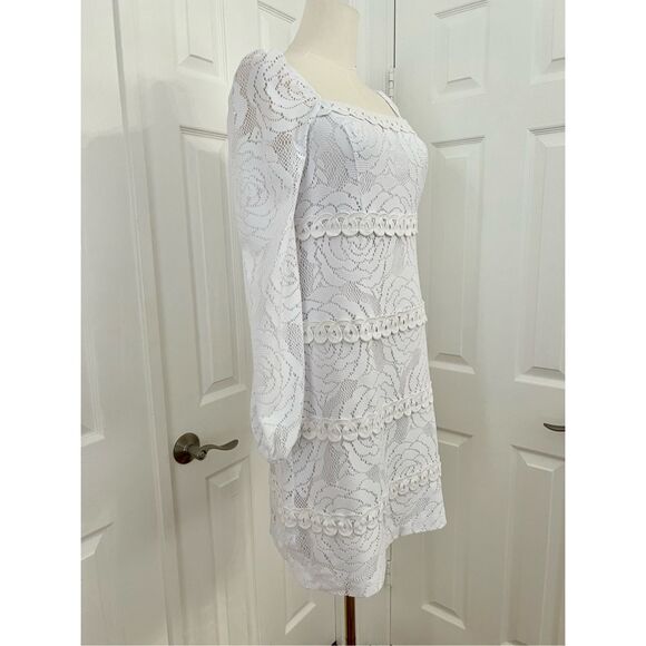 Lilly Pulitzer Zoella White Dress Bungalow Blossom Lace Dress 4 - Picture 2 of 6